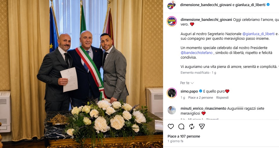 Amore senza confini: Manuel Aspidi e Gianluca Di Liberti si uniscono civilmente a Livorno
